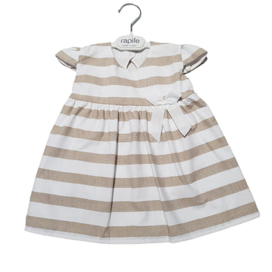 Rapife Girls Tan and White Stripe Dress