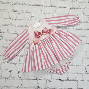 Ceyber Baby Girls Dusky Pink Stripe Dress