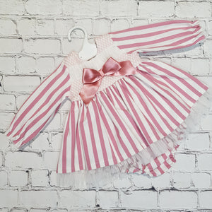 Ceyber Baby Girls Dusky Pink Stripe Dress