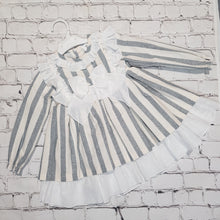 Load image into Gallery viewer, Ceyber Older Girls Cream and Grey Stripe Dress