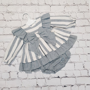 Ceyber Baby Girls Grey Stripe Dress