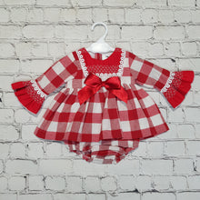 Load image into Gallery viewer, Ceyber Baby Girls Red Check Dress