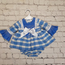 Load image into Gallery viewer, Ceyber Baby Girls Blue Check Dress