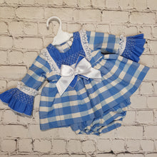 Load image into Gallery viewer, Ceyber Baby Girls Blue Check Dress