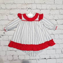 Load image into Gallery viewer, Ceyber Baby Girls Red and Grey Stripe Dress