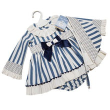 Load image into Gallery viewer, Ceyber Baby Girls Navy Stripe Dress