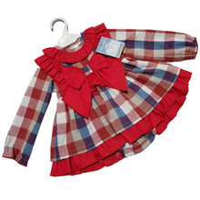 Load image into Gallery viewer, Ceyber Baby Girls Red and Blue Check Dress