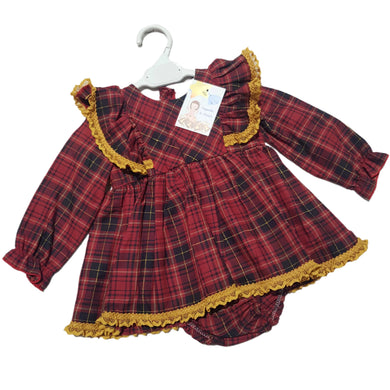 *SALE* Ceyber Baby Girls Burgundy & Mustard Dress