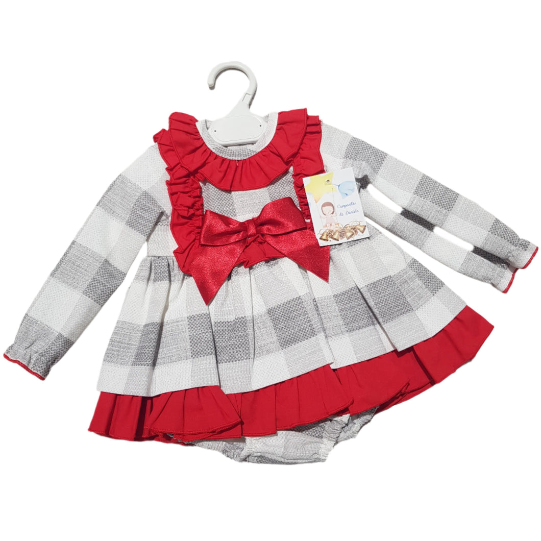 Ceyber Baby Girls Red and Grey Check Dress