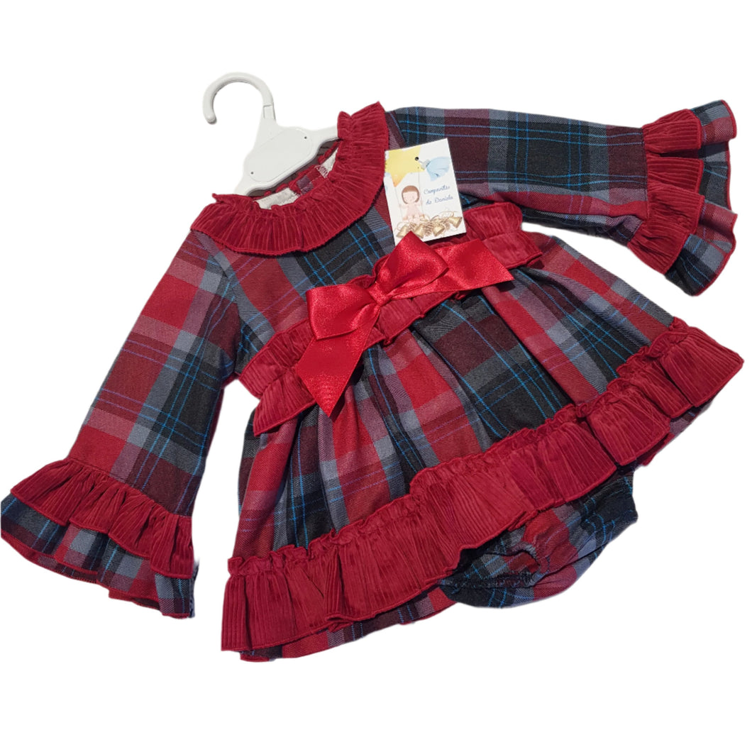 Ceyber Baby Girls Burgundy Check Dress