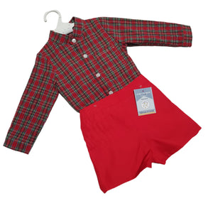 Ceyber Baby Boys Red Tartan Short Set