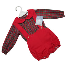 Load image into Gallery viewer, Ceyber Baby Boys Red Tartan Romper Set