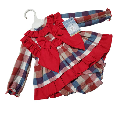 Ceyber Baby Girls Red and Blue Check Dress