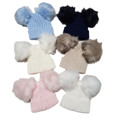 Faux Fur Double Pom Hat