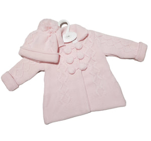 Girls Pink Pram Jacket & Hat