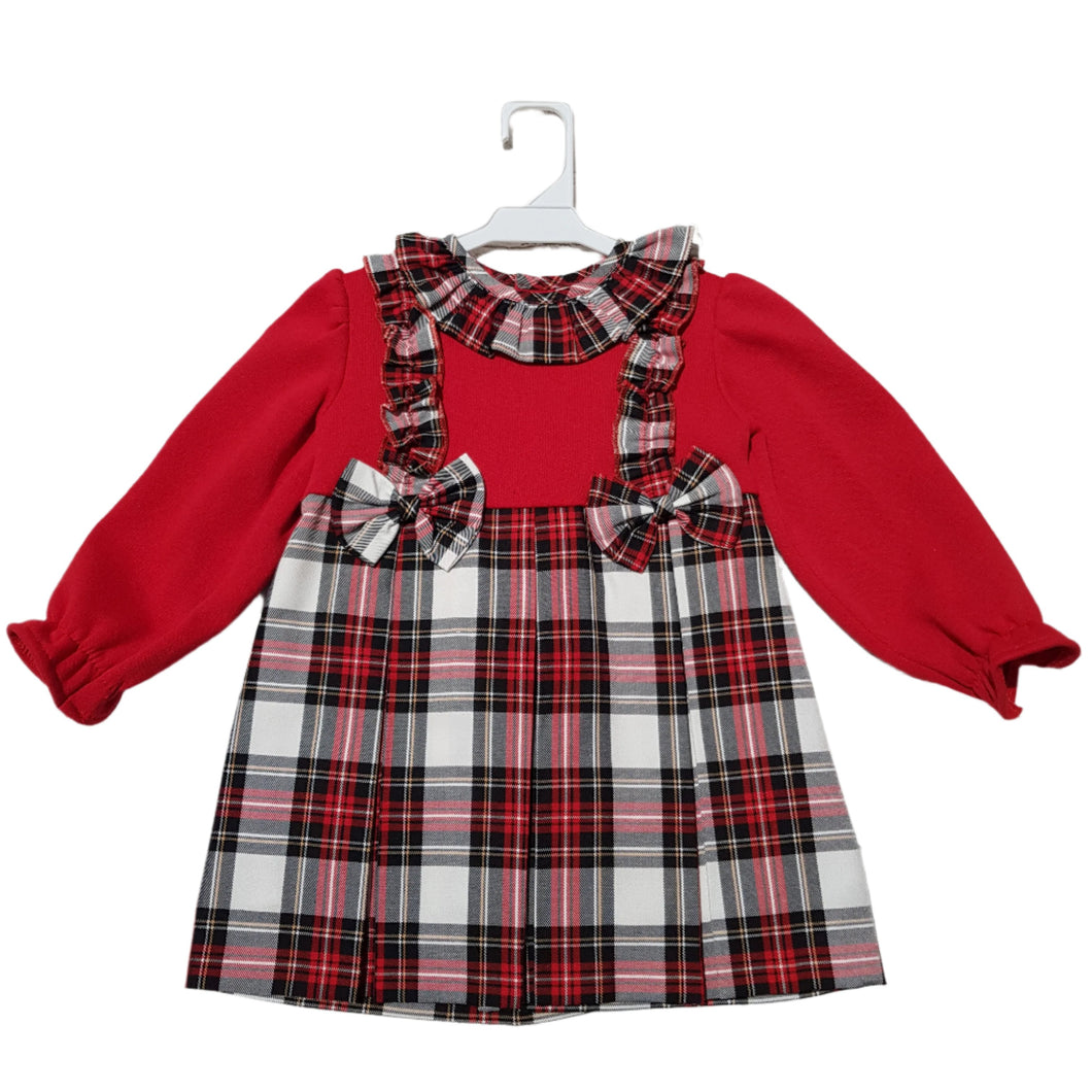 Baby Ferr Older Girls Double Bow Check Dress