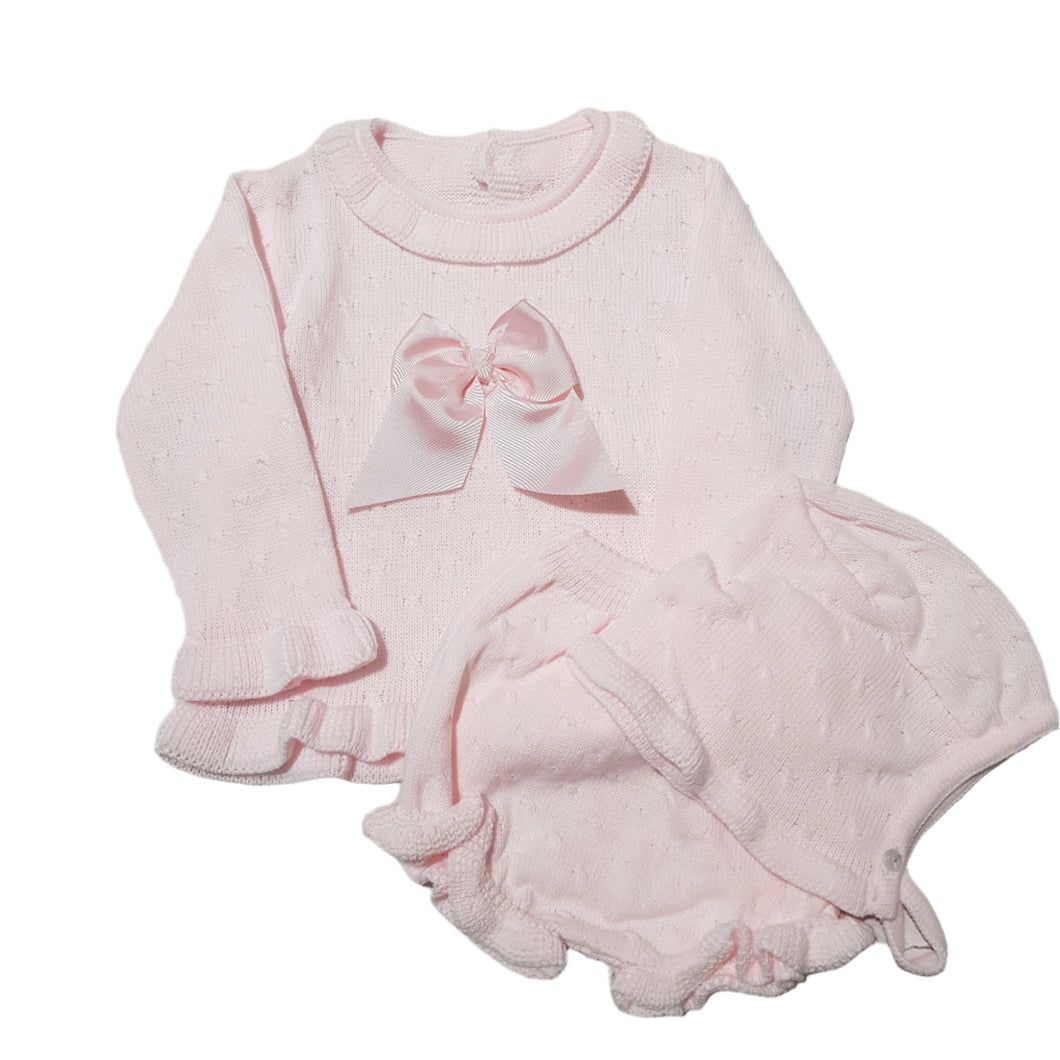 Dulce De Fresa Baby Girls Pink Knit Set