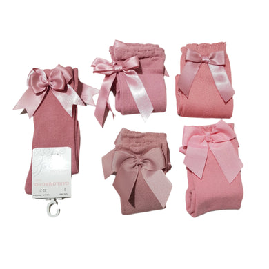 Carlomagno Dusky Pink Bow Knee High