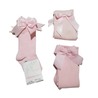 Carlomagno Baby Pink Bow Knee High