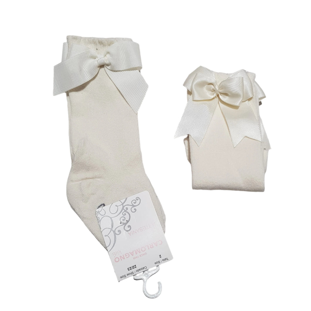 Carlomagno Cream Bow Knee High