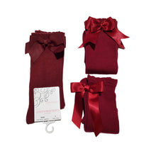 Load image into Gallery viewer, Carlomagno Burgundy Bow Knee High