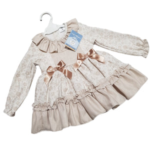 Ceyber Baby Girls Tan Floral Dress