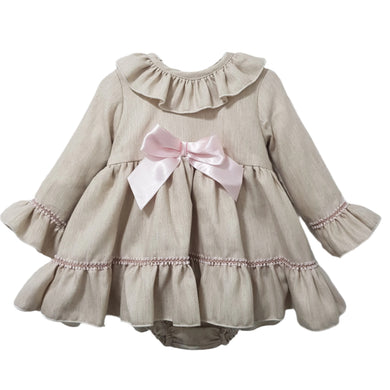 Ceyber Baby Girls Beige and Pink Dress