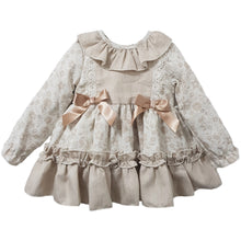 Load image into Gallery viewer, Ceyber Baby Girls Tan Floral Dress