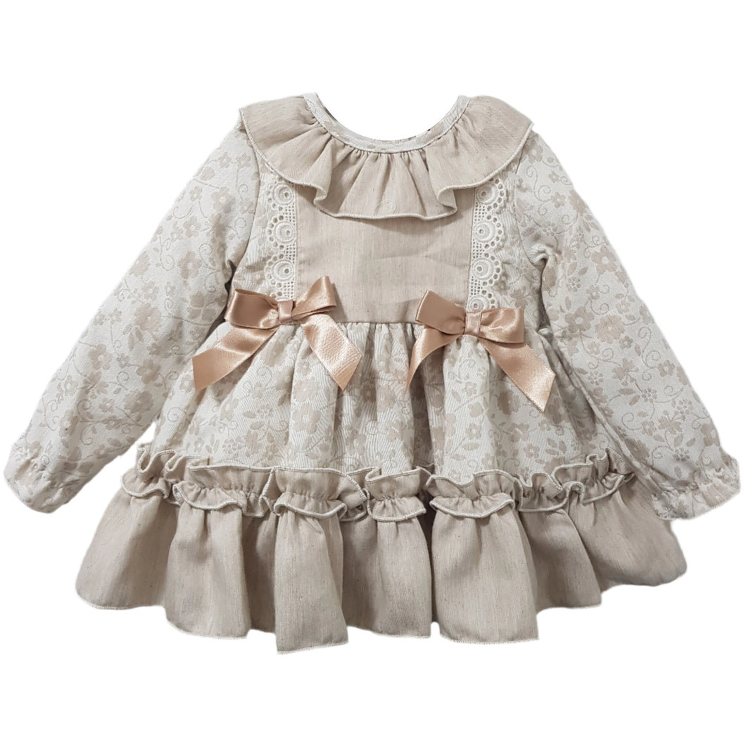 Ceyber Baby Girls Tan Floral Dress