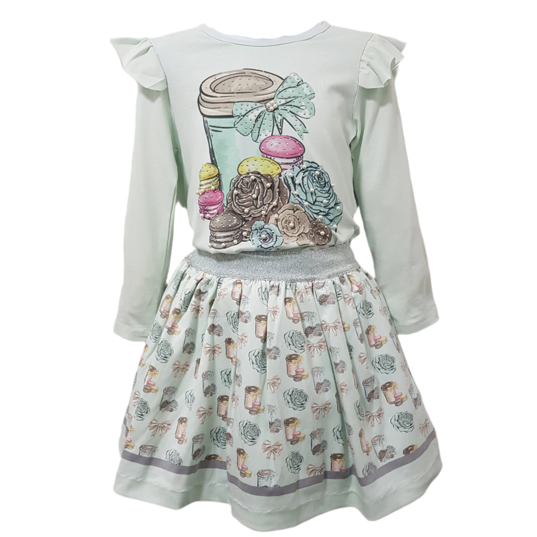 Neon Kids Coffee Skirt Set