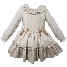 Load image into Gallery viewer, Ceyber Older Girls Tan Floral Dress
