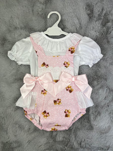 Ceyber Baby Girls Pink Teddy Romper
