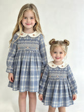 Load image into Gallery viewer, Beau Kid Girls Blue Tartan Smock Dress