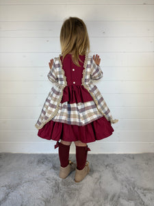 Ceyber Girls Burgundy and Tan Dress