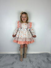 Load image into Gallery viewer, Ceyber Tan and Orange Pumpkin Print Dress