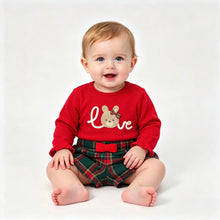 Load image into Gallery viewer, iDO Baby Girls Bunny Love Tartan Short Set