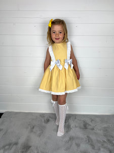 Ceyber Girls Yellow Double Bow Dress