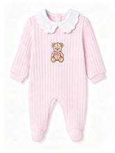 Load image into Gallery viewer, Kleo Kids Pink Ribbed Teddy Bear Babygrow