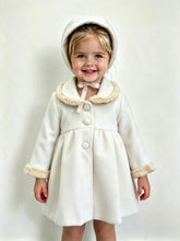 Load image into Gallery viewer, Del Sur Girls Woollen Ivory Coat Set