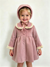 Load image into Gallery viewer, Del Sur Girls Woollen Dusky Pink Coat Set