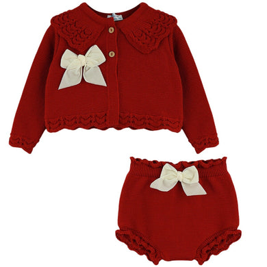 Dulce De Fresa Baby Girls Red Knit Set