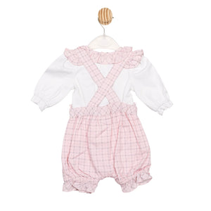 Mintini Baby Girls Pink and Grey Romper Set