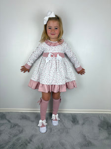 Ceyber Dusky Pink and White Dress