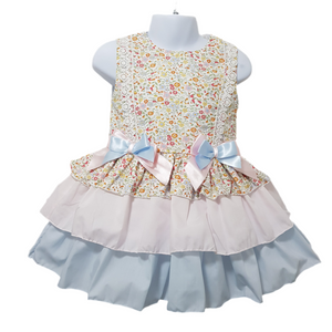 Ceyber Older Girls Pink and Blue Floral Puffball Style Dress