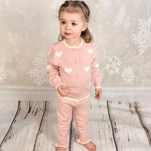 Beau Kids Pink Love Heart Knit Set