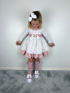 Ceyber Dusky Pink and White Dress