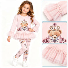 Load image into Gallery viewer, Giorgio Bambini Older Girls Pink Tulle Crowned Bear Legging Set