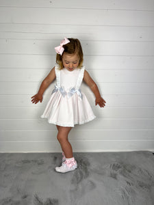 Ceyber Girls Pink Waffle Double Bow Dress