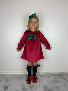 Ceyber Red and Green Velvet Dress