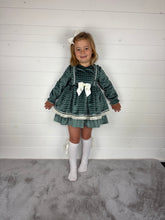 Load image into Gallery viewer, Ceyber Green Check Velvet Dress